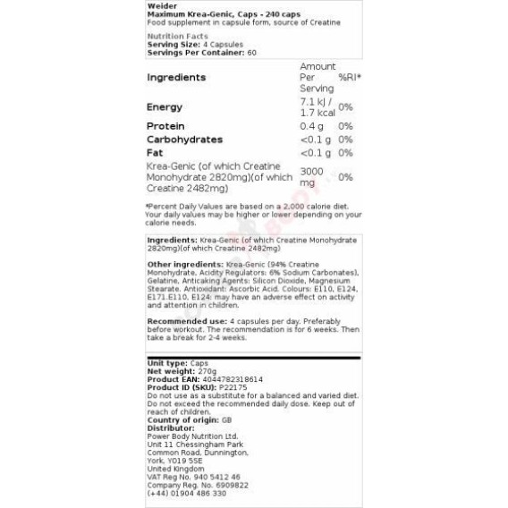 Maximum Krea-Genic Weider Weider